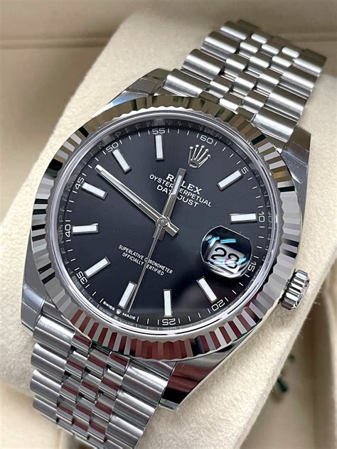 rolex datejust 41 black dial stainless steel automatic men's watch|rolex datejust 41 for sale.